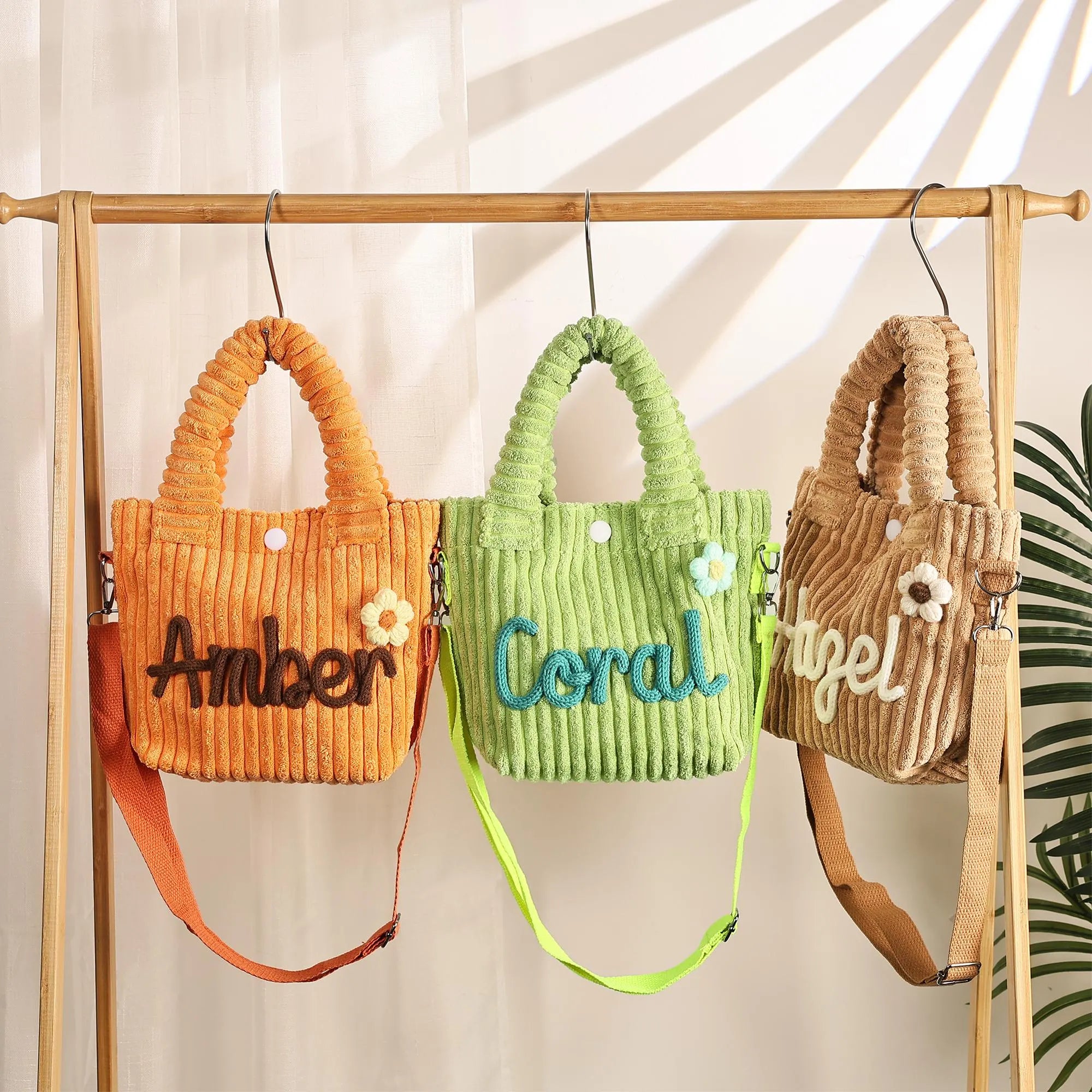 Personalized Kids Corduroy Crossbody Tote Bag - Sokidsun