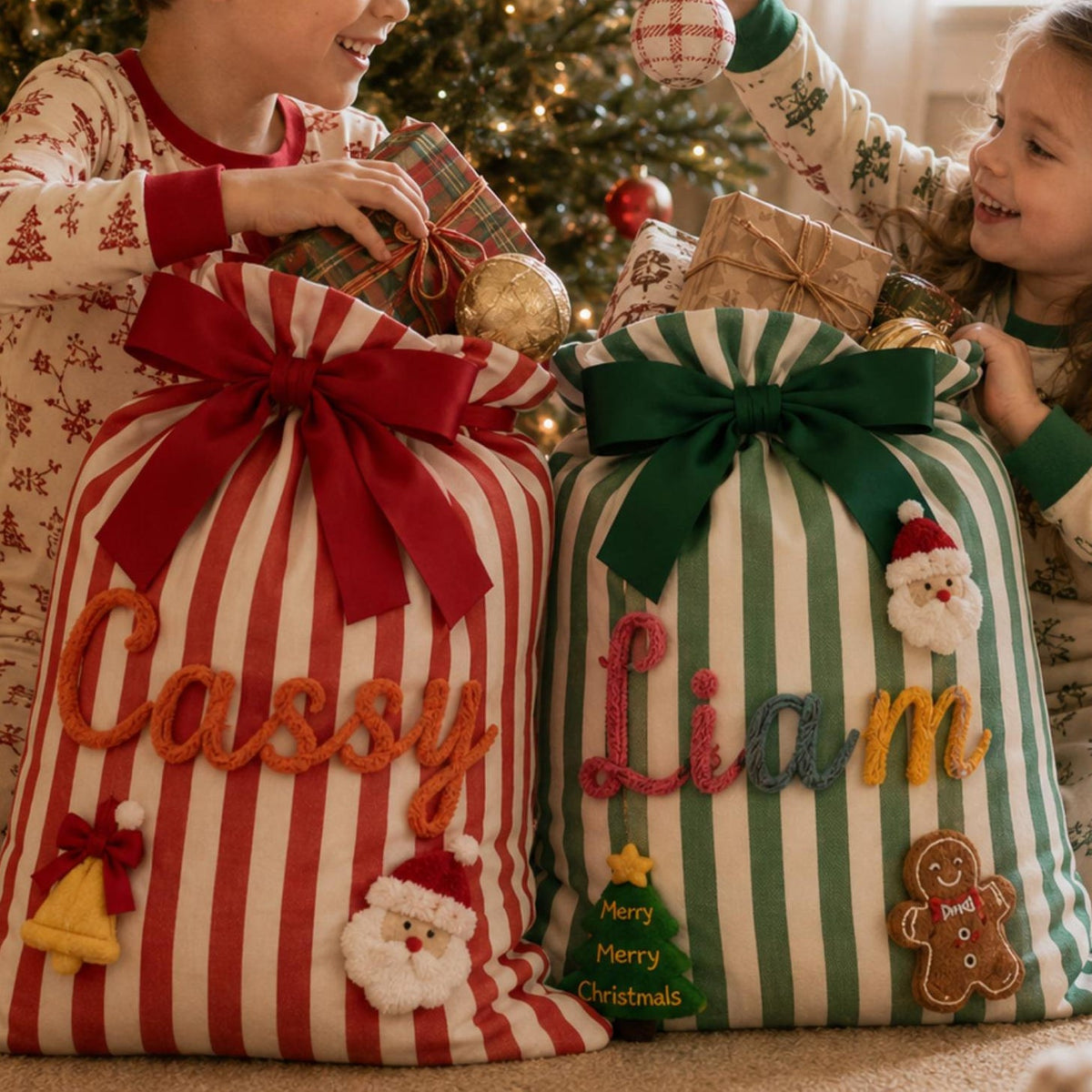 Personalized Christmas Gift Sack Santa Bag for Kids with Custom Name