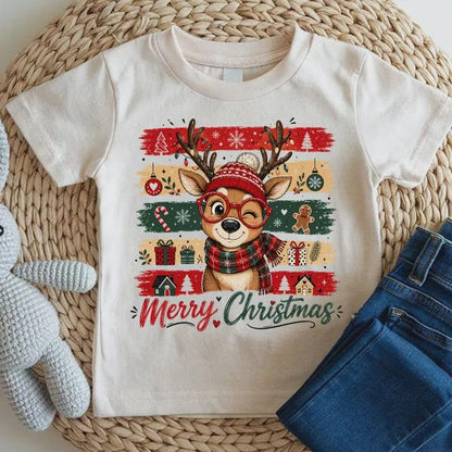 Personalized Kids Merry Christmas Graphic T-Shirt