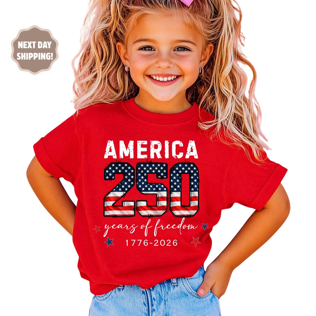 4th of July Kids Patriotic T-Shirt – America 250 Years of Freedom