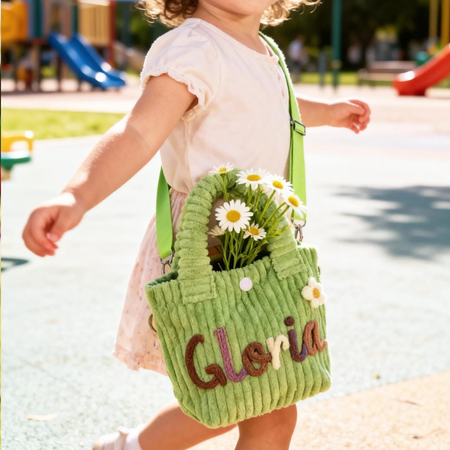 Personalized Kids Corduroy Crossbody Tote Bag