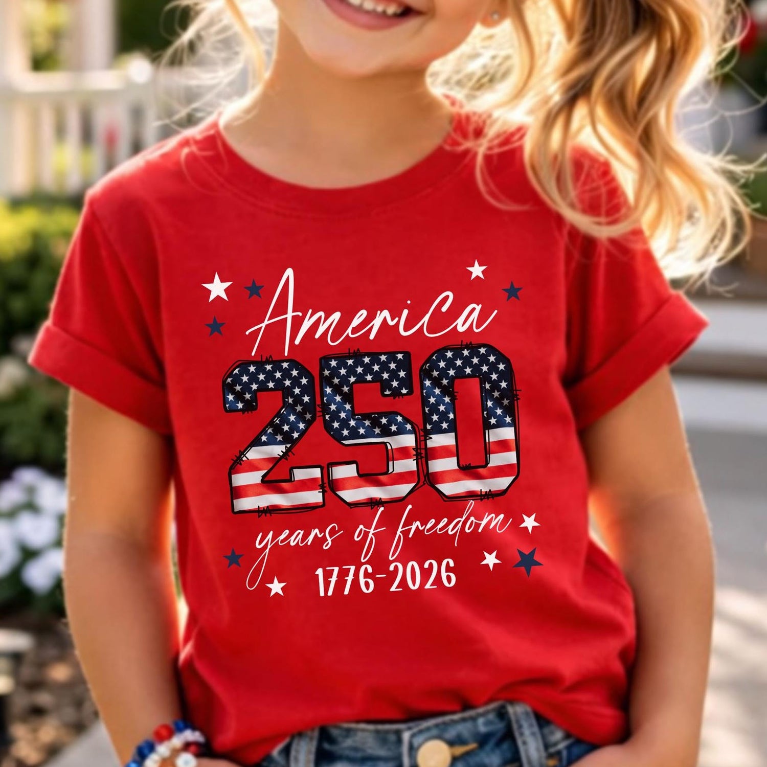 4th of July Kids Patriotic T-Shirt – America 250 Years of Freedom