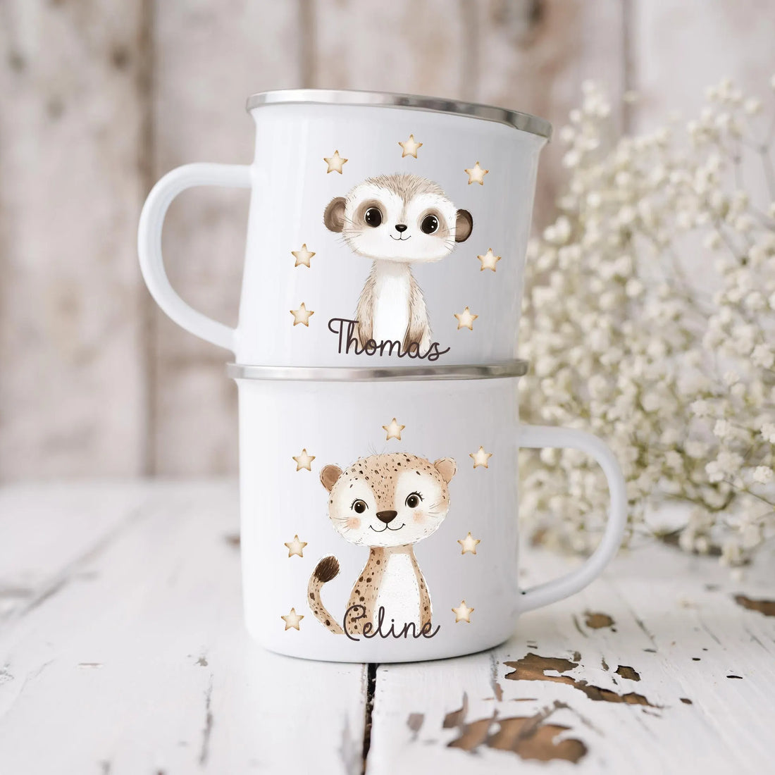 Personalized Kids Safari Animal Enamel Mug - Sokidsun