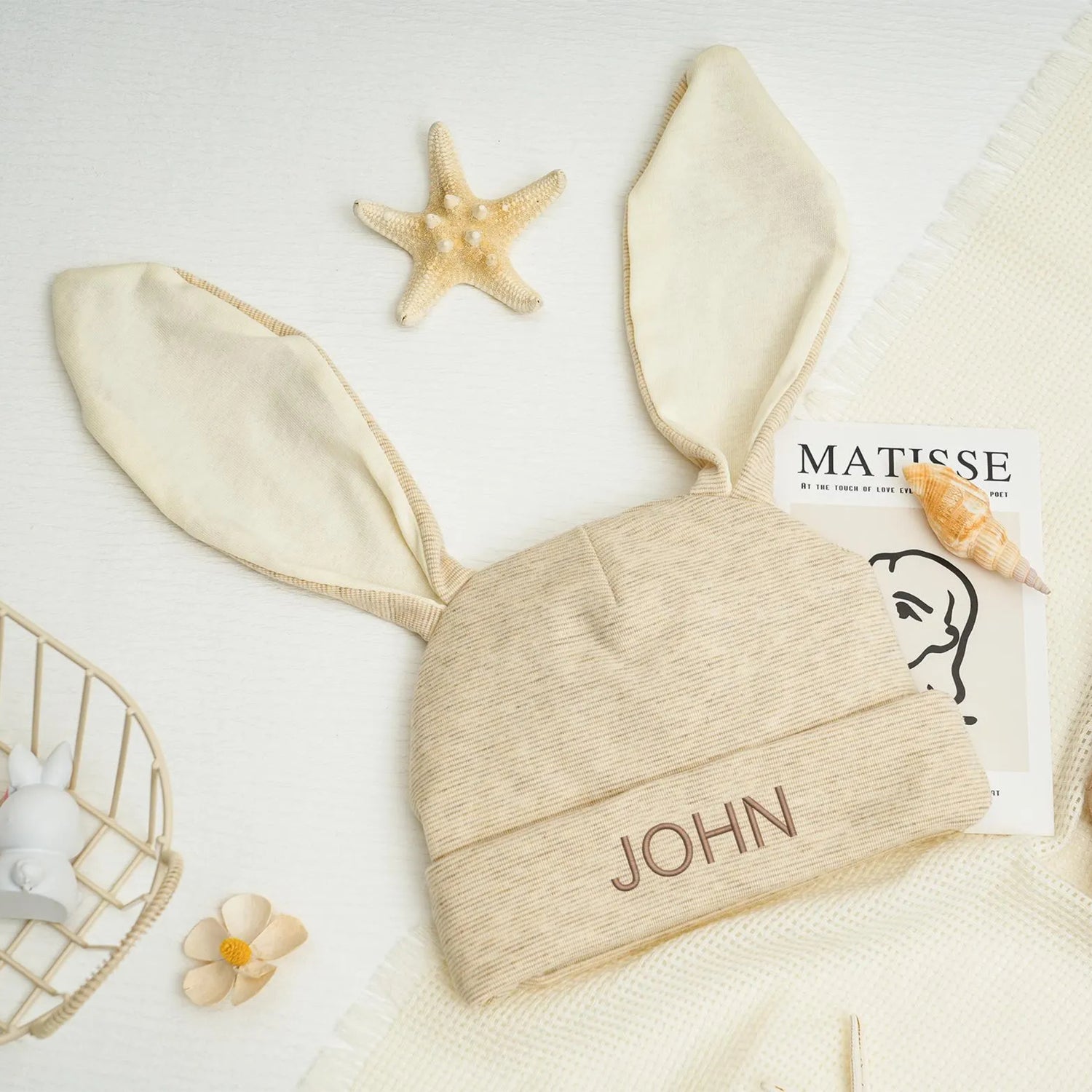 Personalized Bunny Ears Baby Beanie Hat
