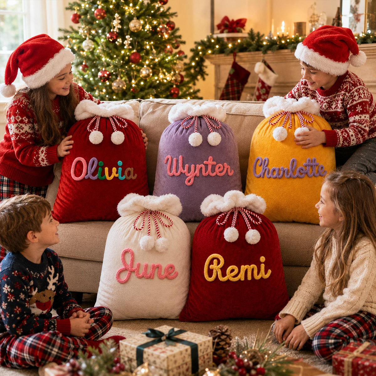 Personalized Christmas Keepsake Santa Sack for Kids with Custom Name