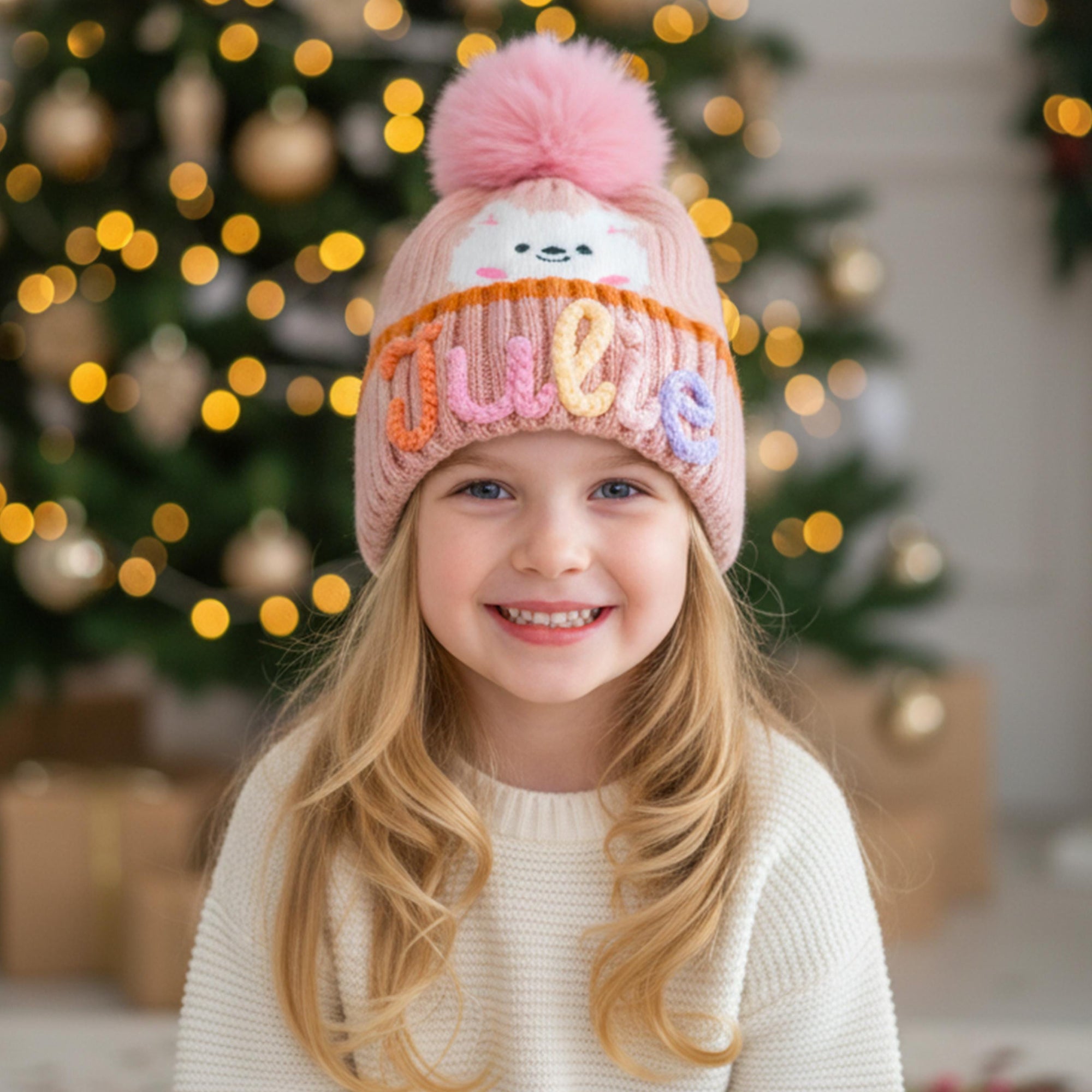 Personalized Kids Animal Pom Pom Beanie - Sokidsun