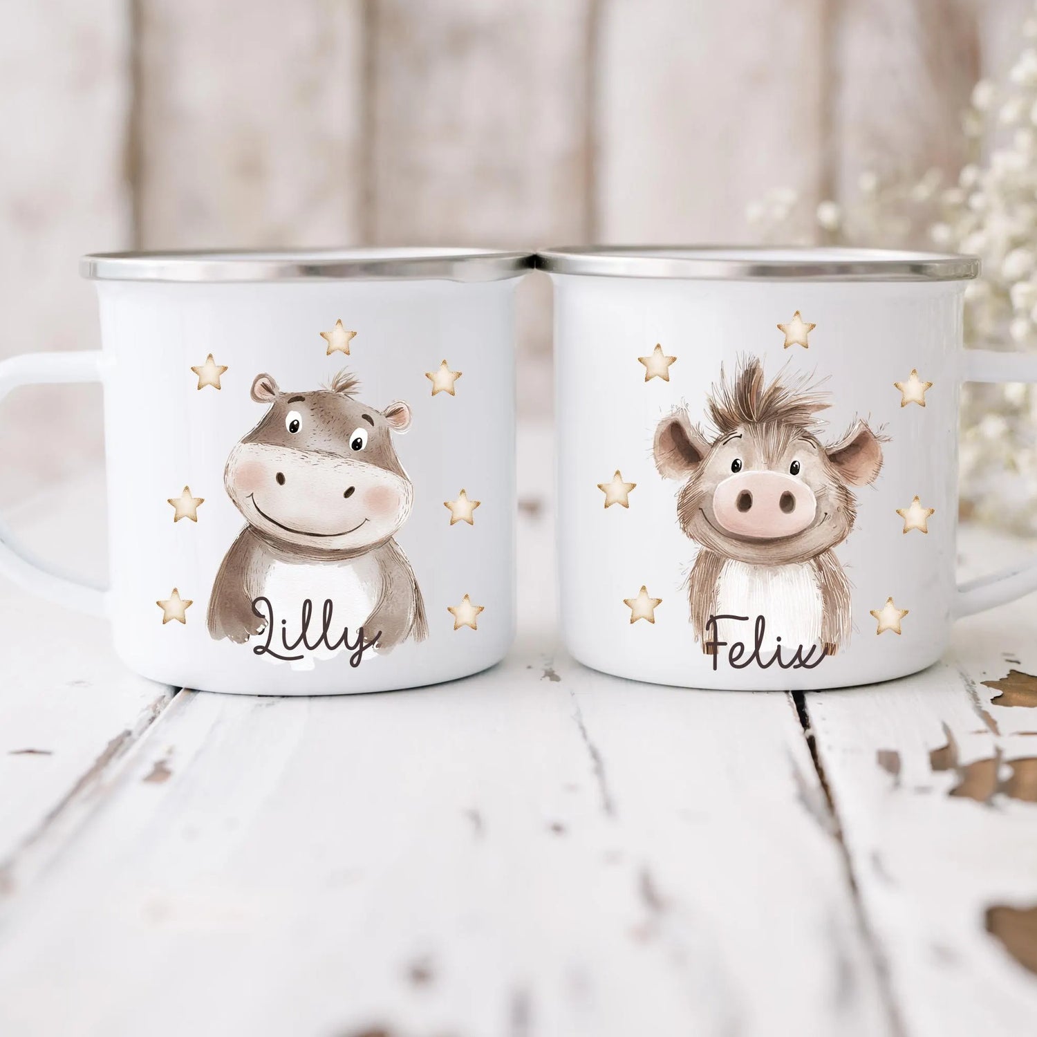 Personalized Kids Safari Animal Enamel Mug - Sokidsun