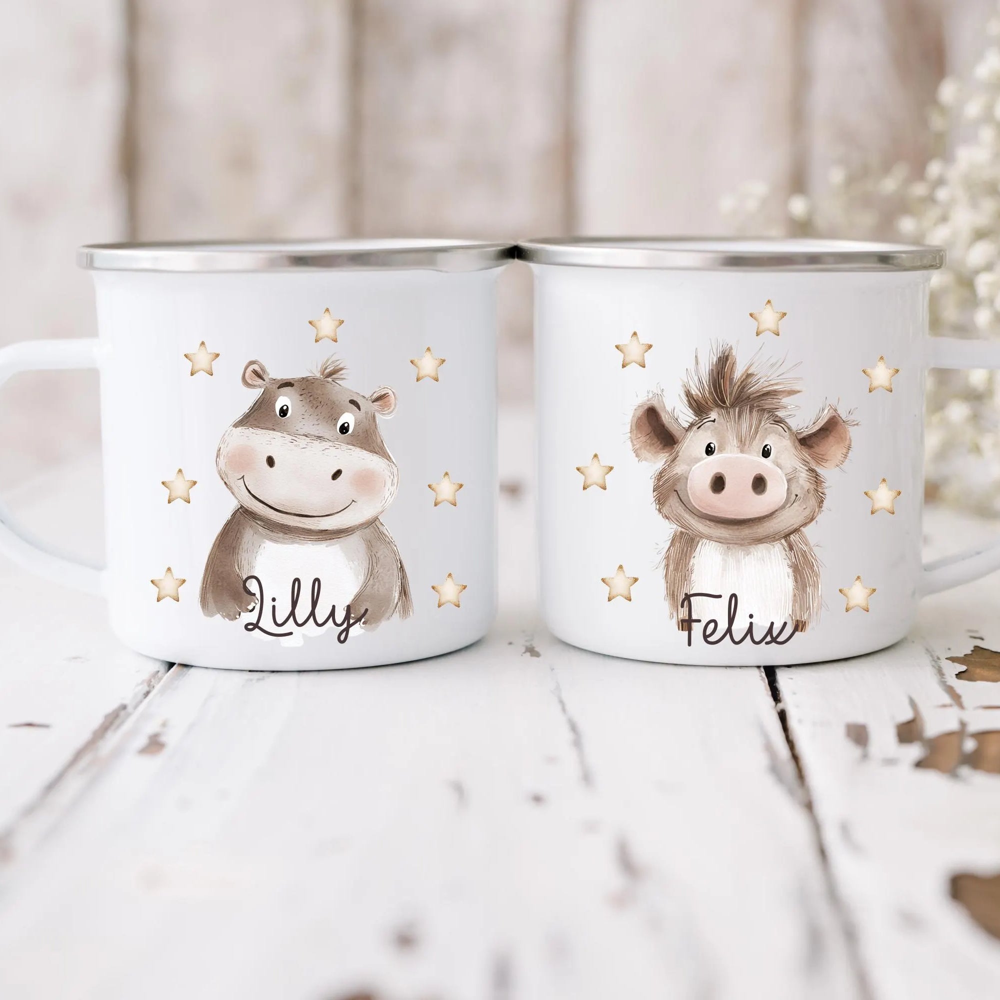 Personalized Kids Safari Animal Enamel Mug - Sokidsun