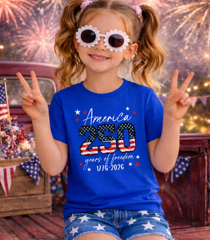4th of July Kids Patriotic T-Shirt – America 250 Years of Freedom
