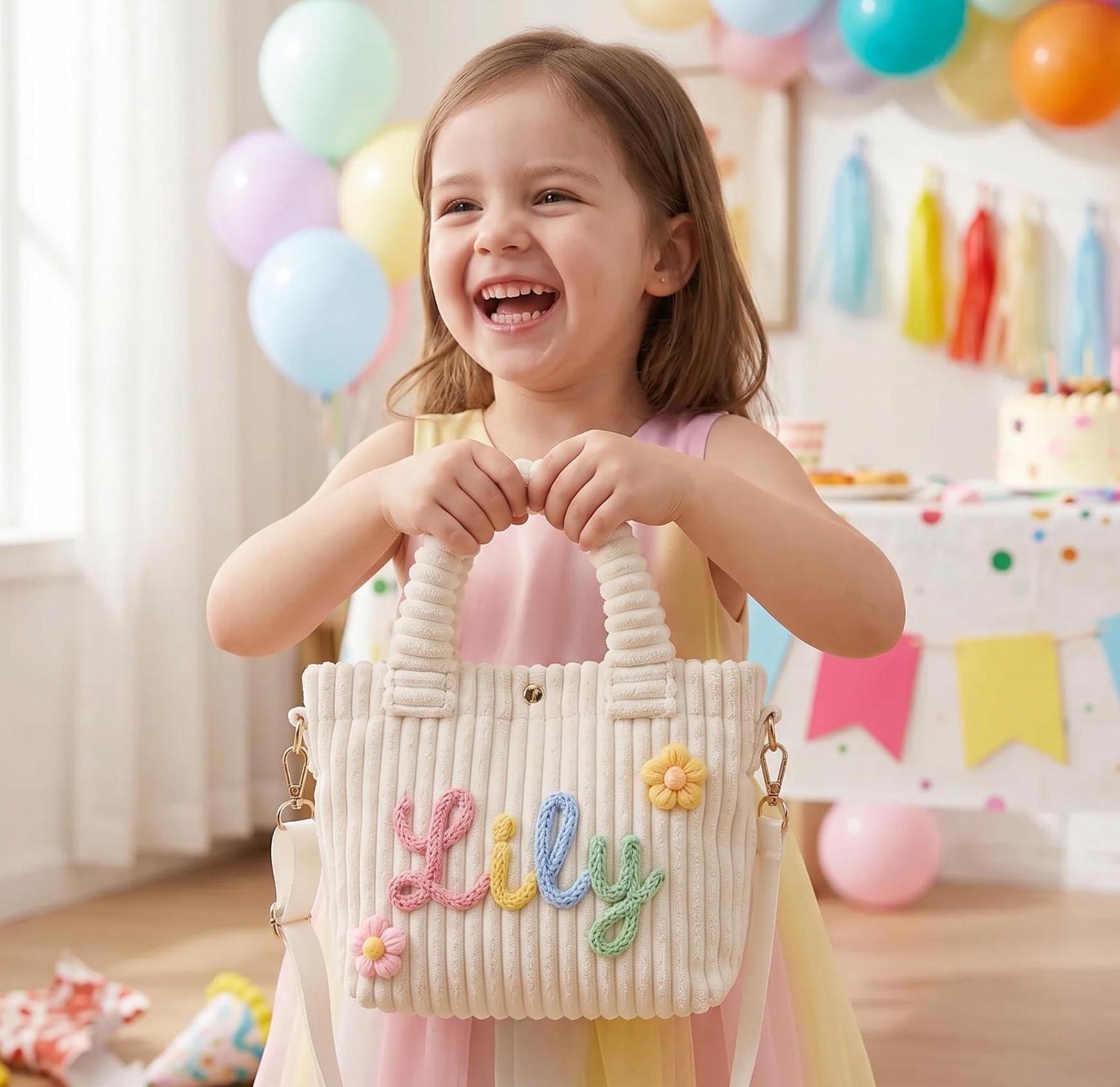 Personalized Kids Corduroy Crossbody Tote Bag