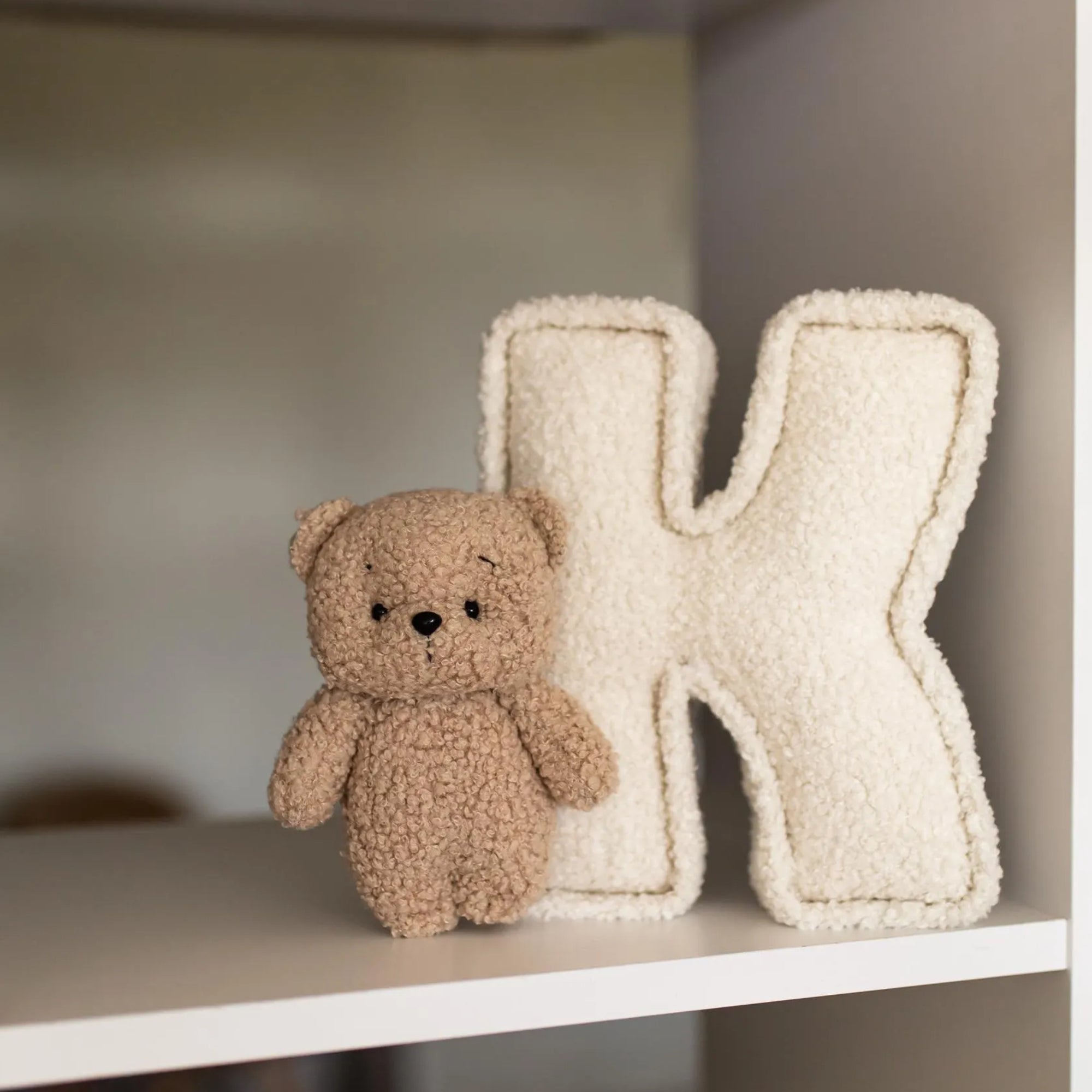 Personalized Kids Bouclé Letter Bear Pillow - Sokidsun