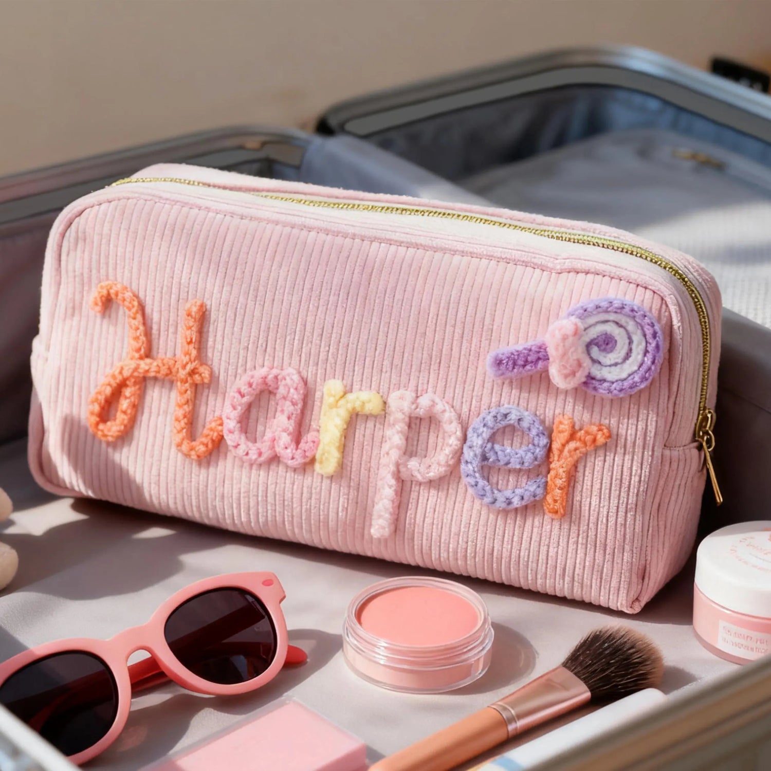 Personalized Kids Corduroy Name Pencil Case - Sokidsun
