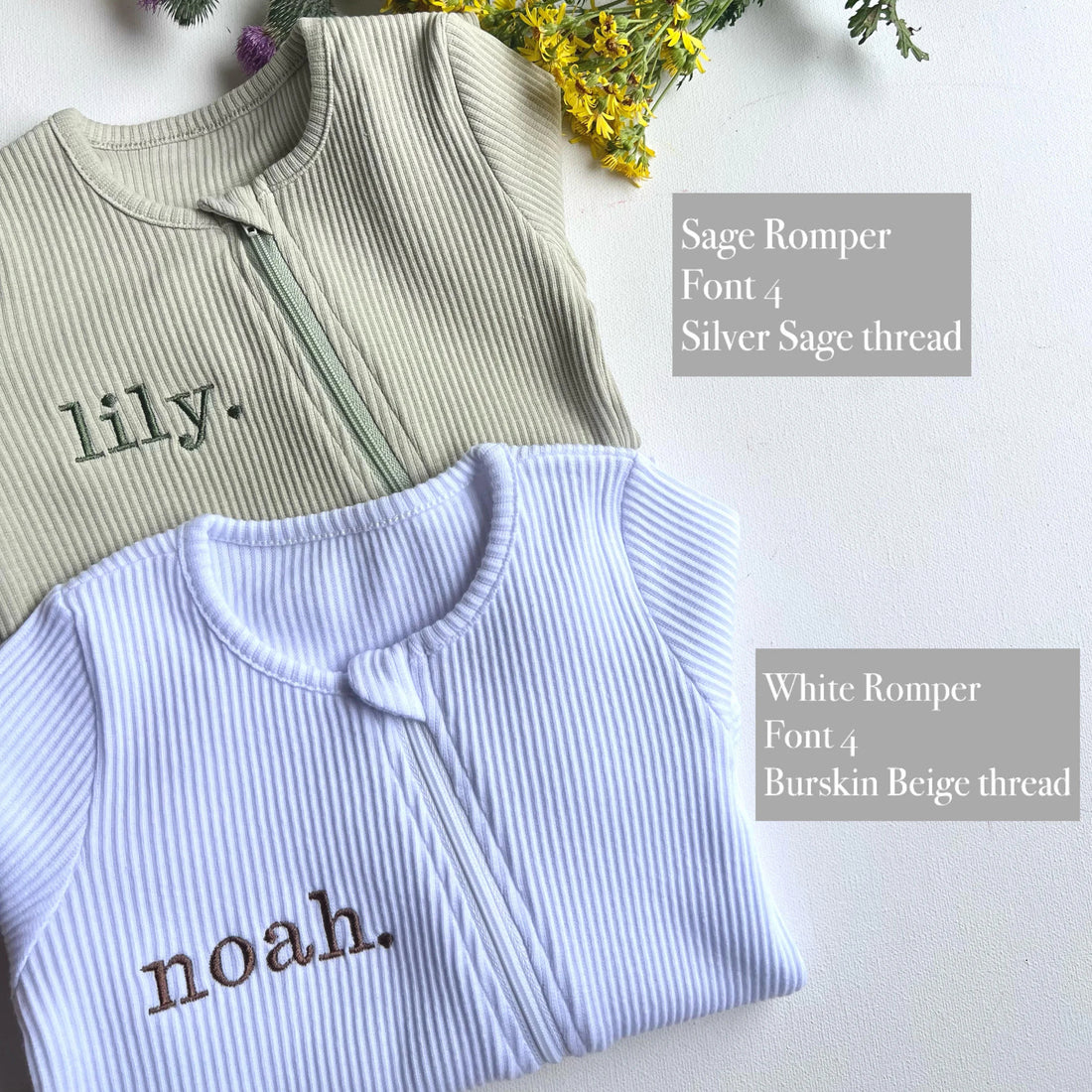 Personalized Baby Ribbed Zip Romper