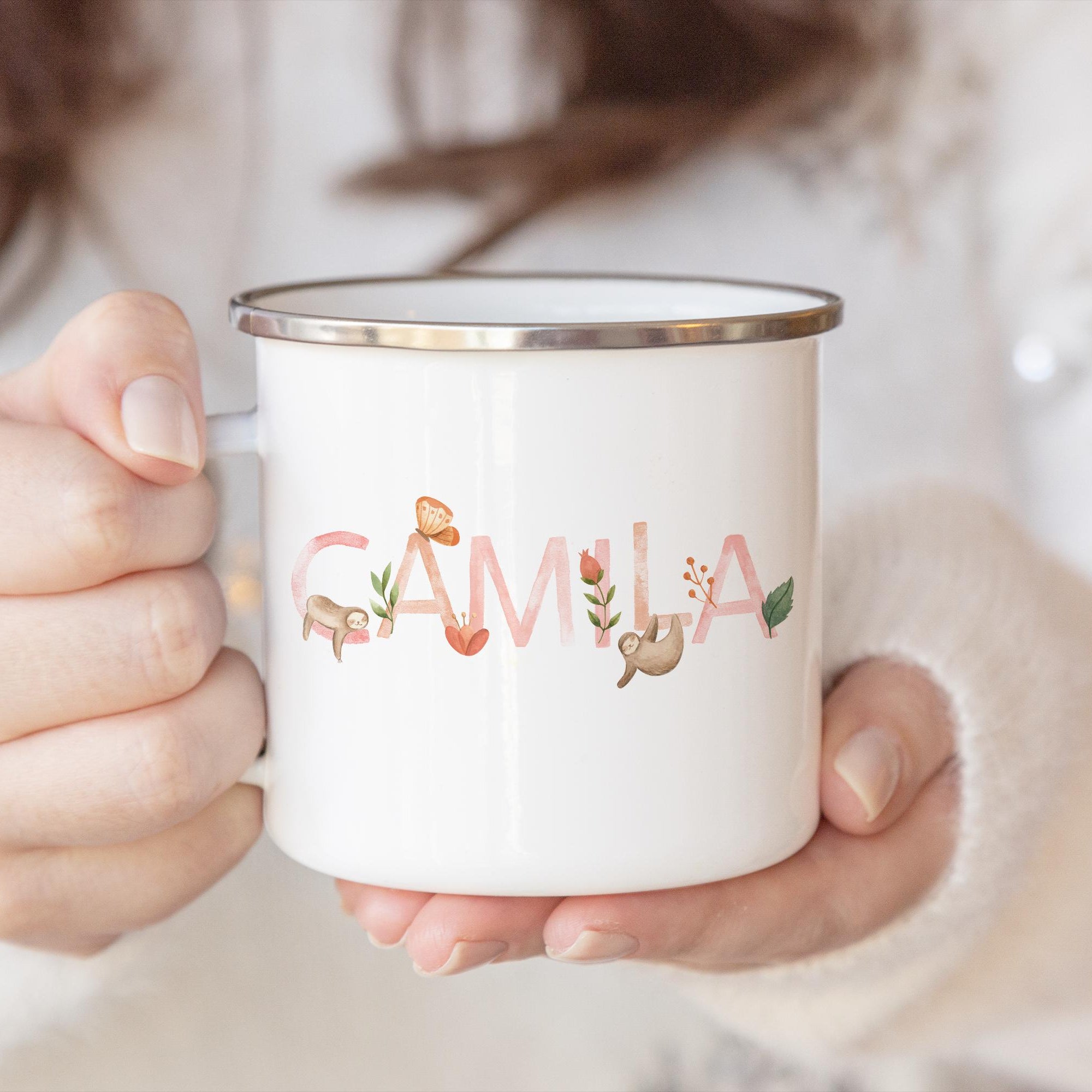 Personalized Kids Animal Alphabet Enamel Mug