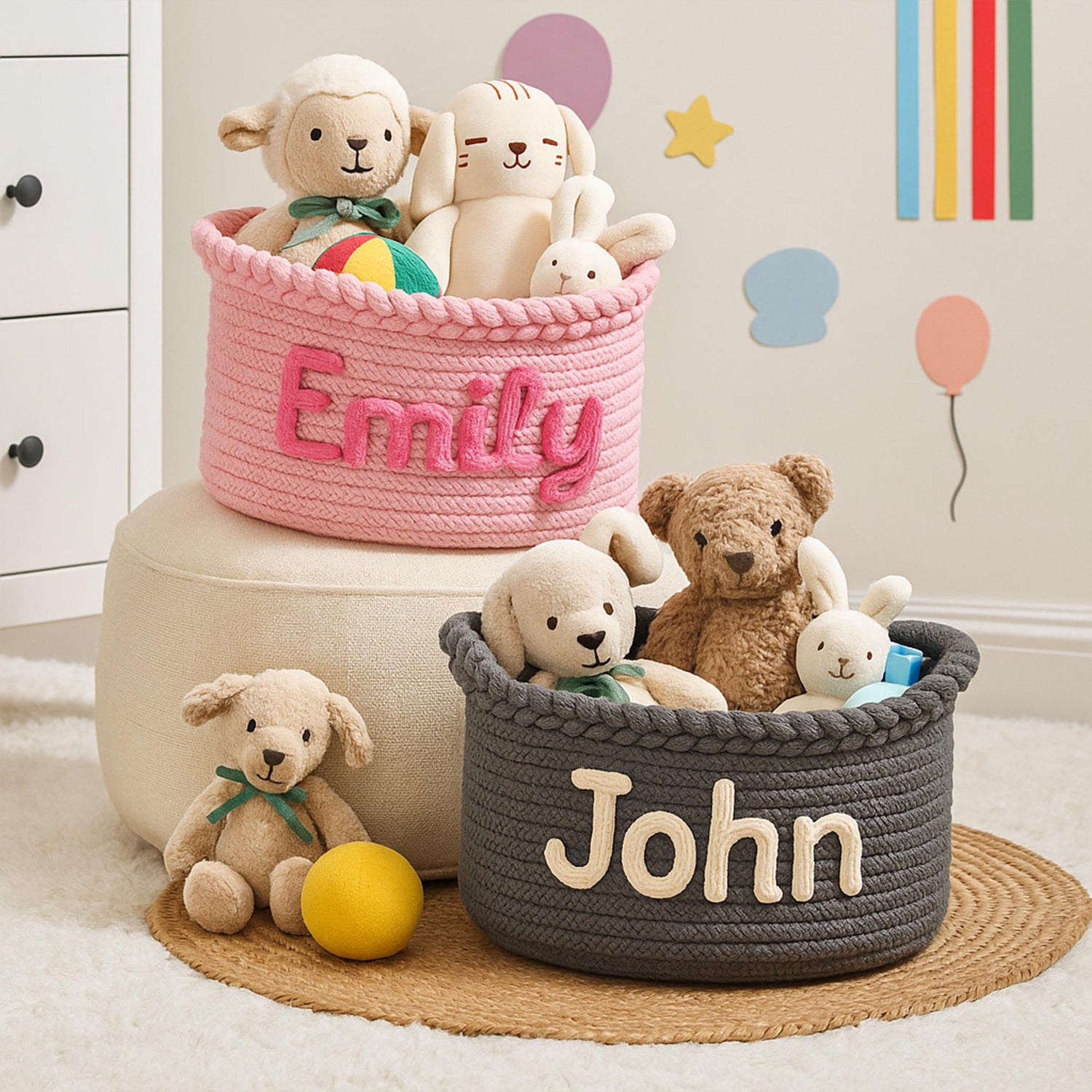 Personalized Baby Cotton Rope Storage Basket - Sokidsun