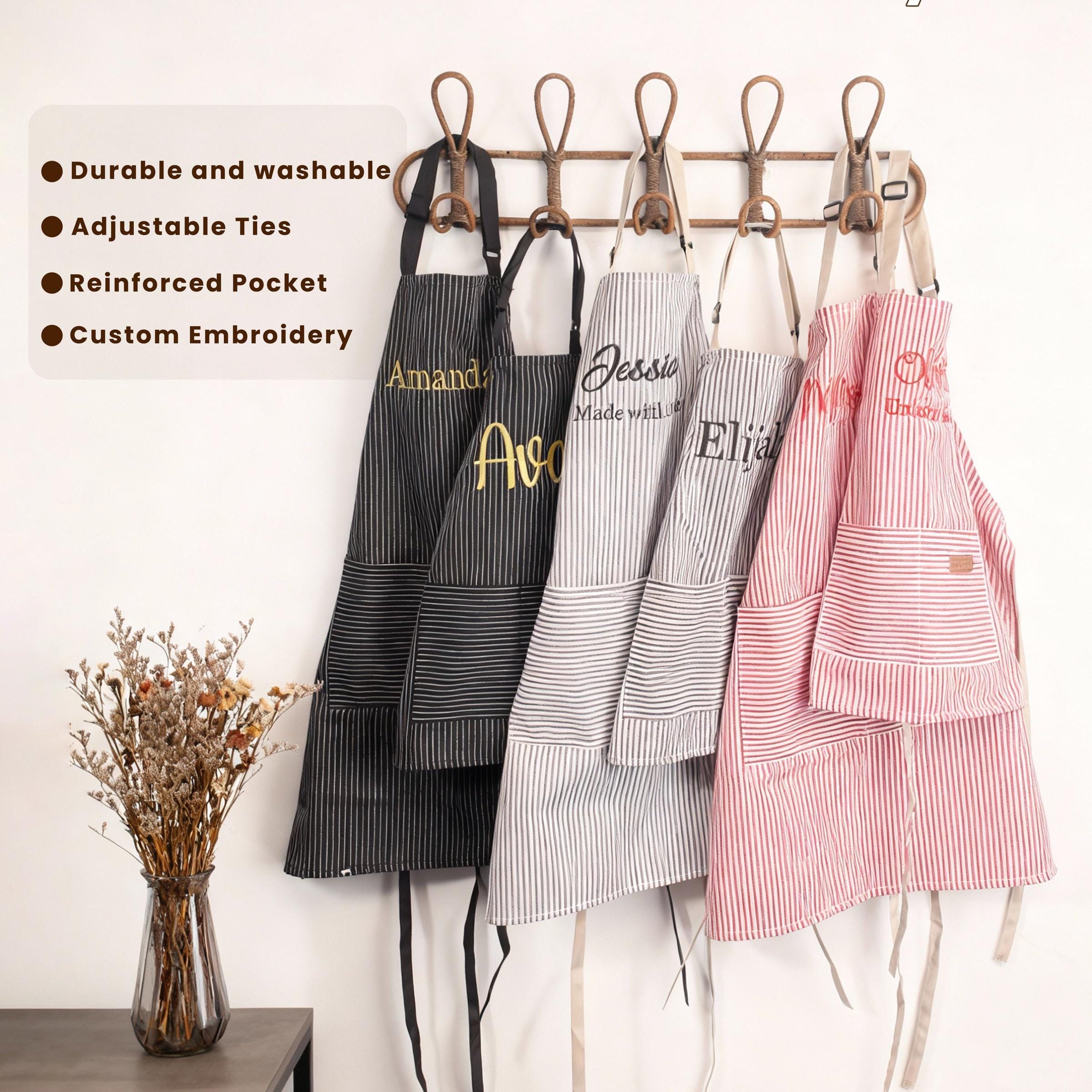 Personalized Embroidered Striped Kitchen Apron - Sokidsun