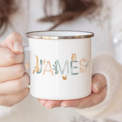 Personalized Kids Animal Alphabet Enamel Mug - Sokidsun