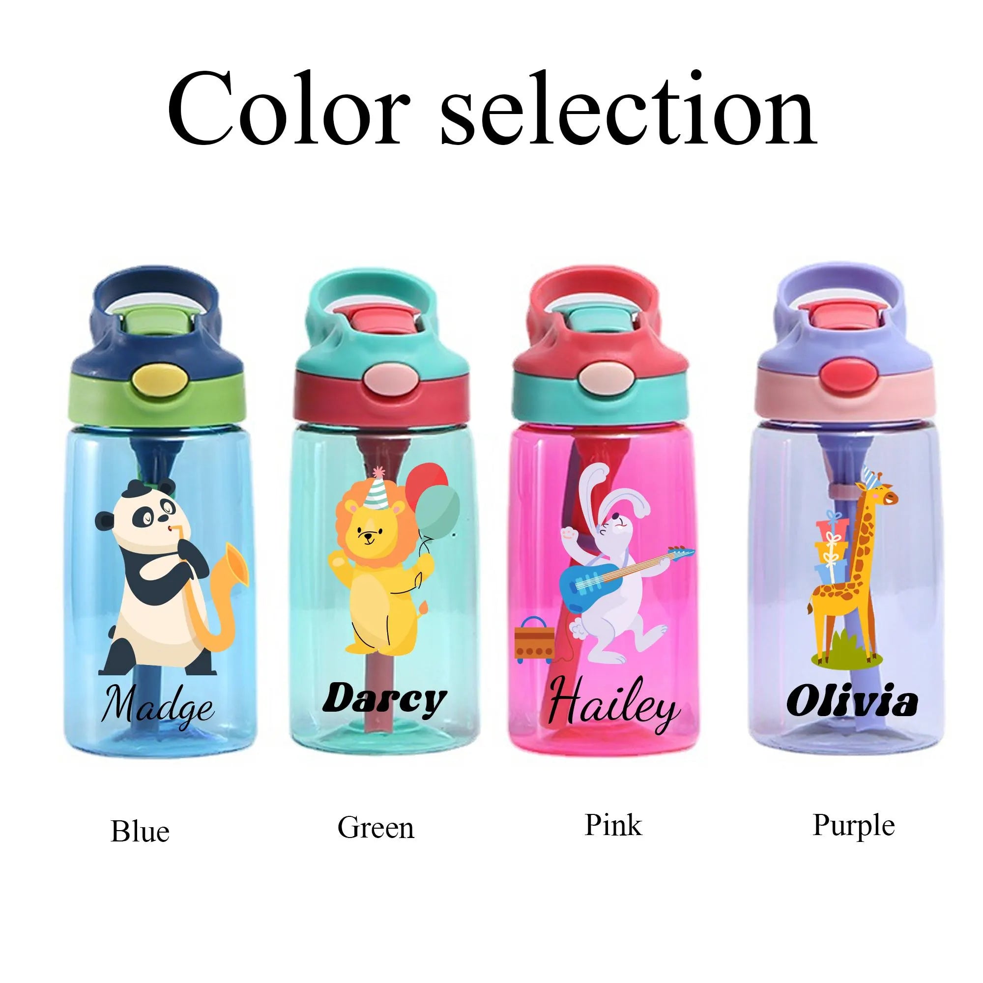 Personalized Kids Flip-Top Straw Water Bottle
