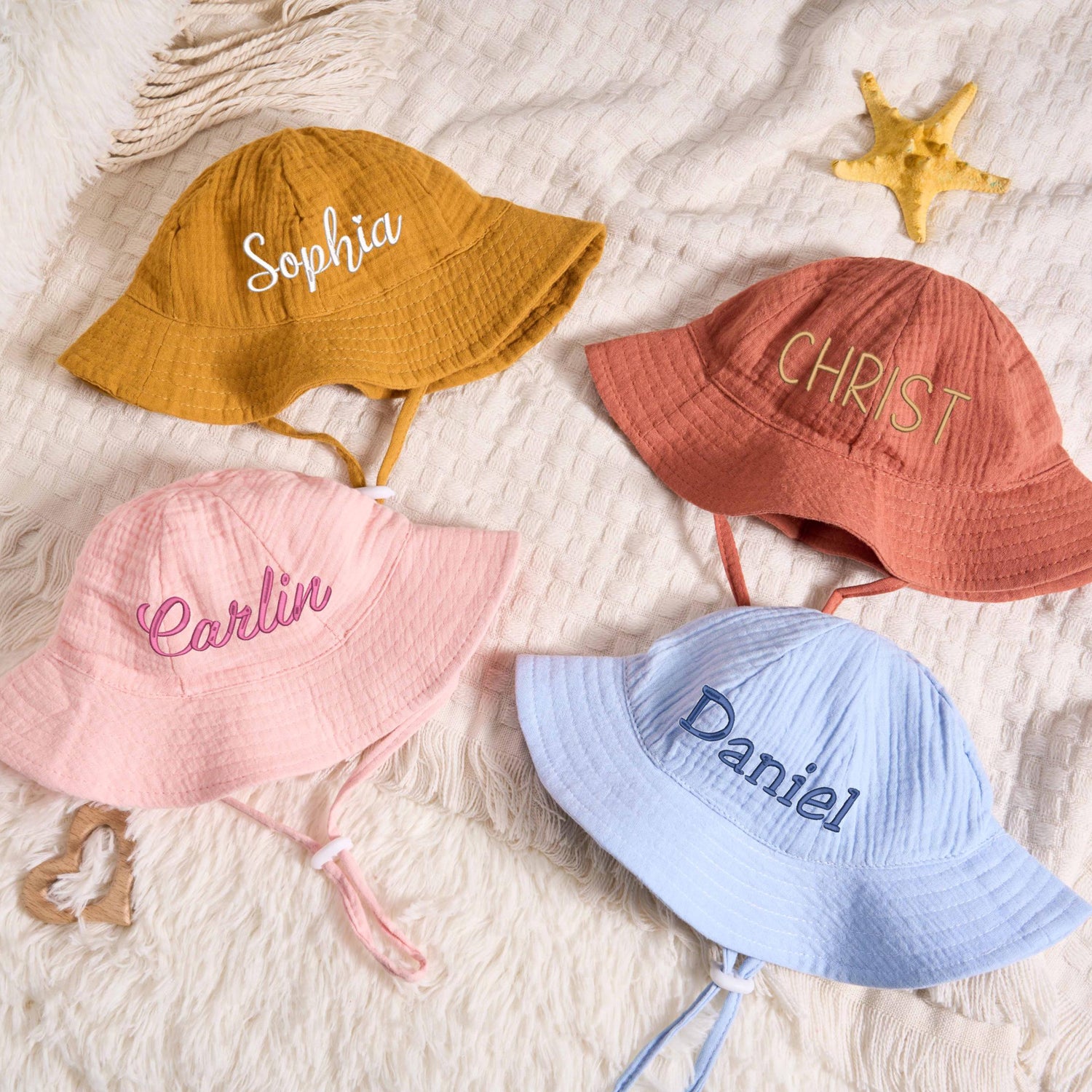 Personalized Kids Cotton Muslin Bucket Hat - Sokidsun