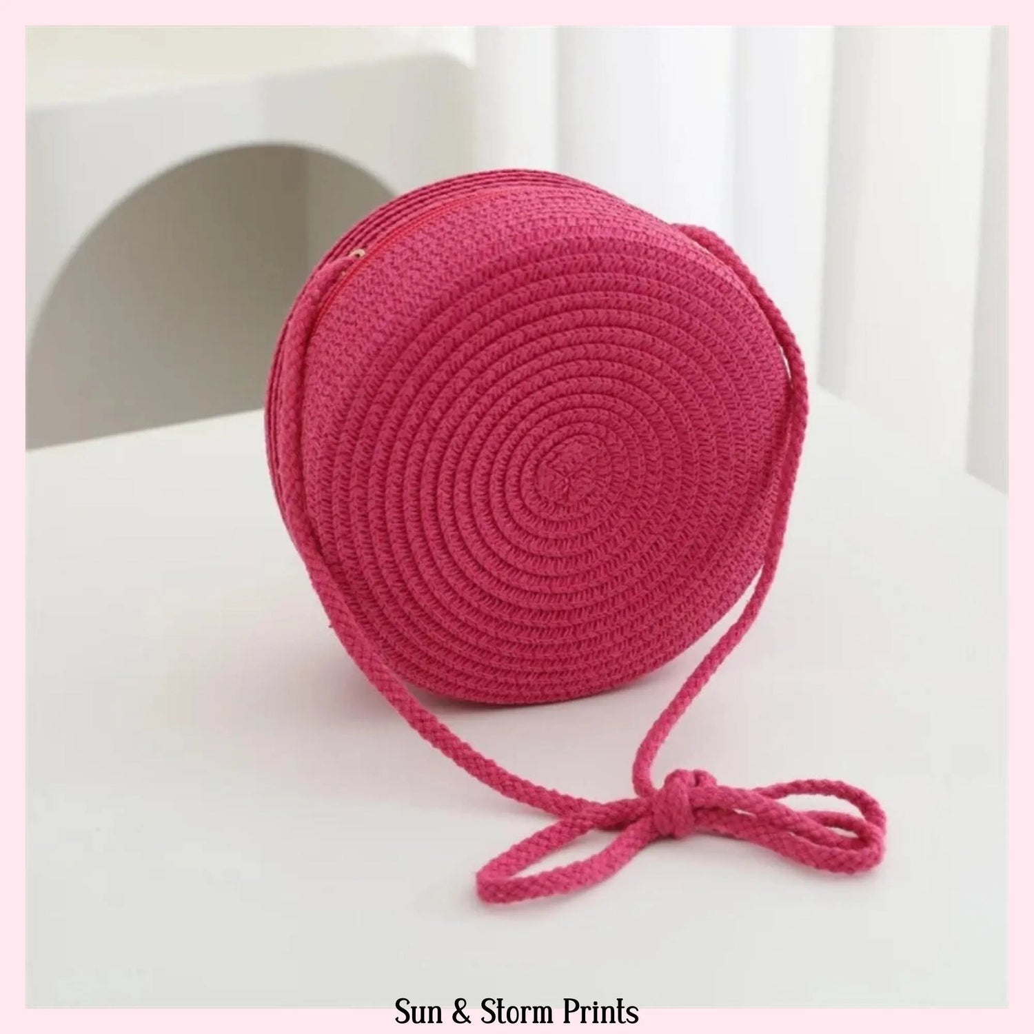 Personalized Kids Round Straw Crossbody Bag - Sokidsun