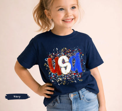 America 250th Anniversary Paint Splash Kids T-Shirt