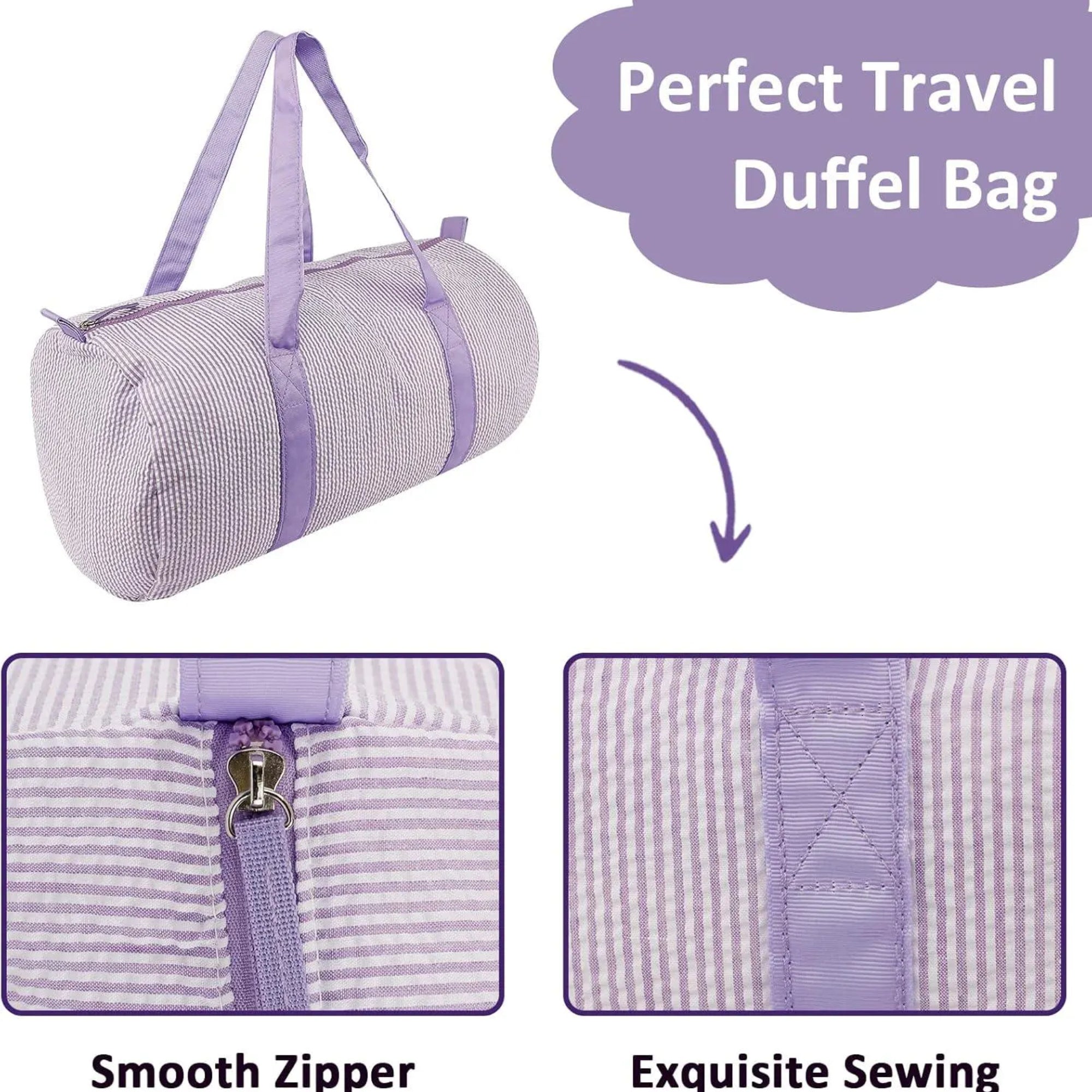 Personalized Kids Seersucker Travel Duffle Bag - Sokidsun