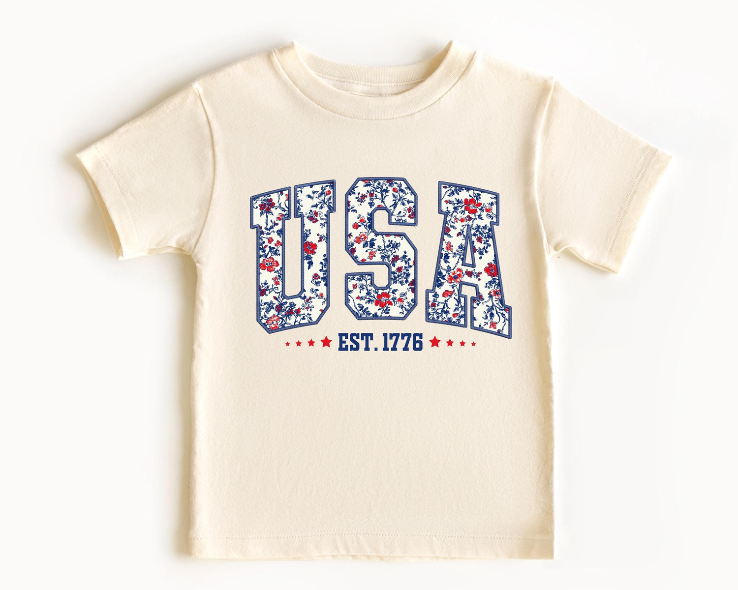 USA Est. 1776 Floral Patriotic Kids T-Shirt