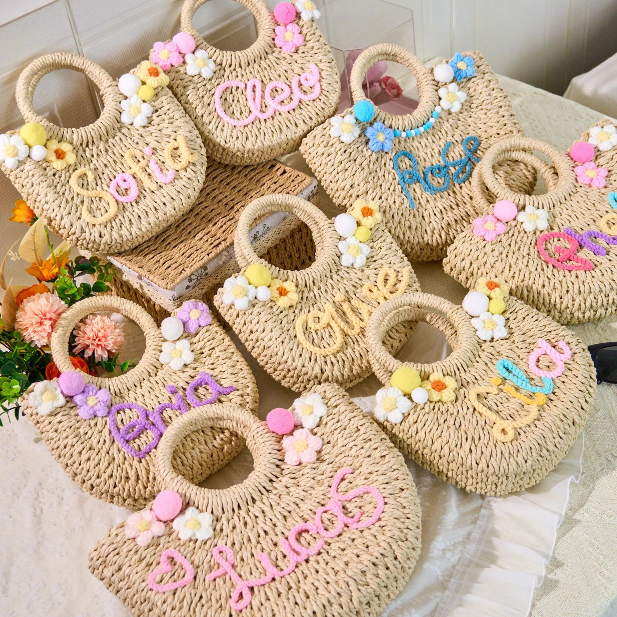 Personalized Kids Straw Handbag - Sokidsun