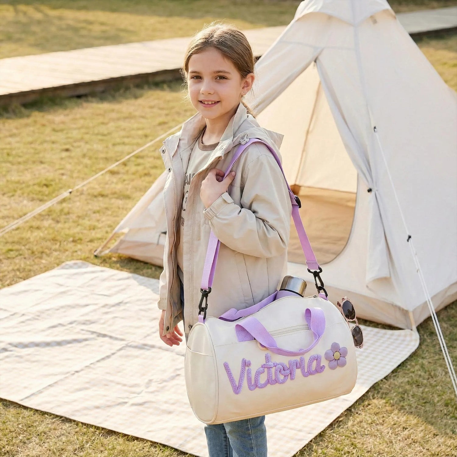 Personalized Kids Canvas Travel Duffle Bag - Sokidsun