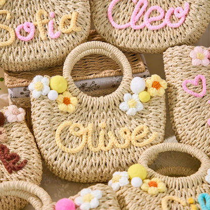 Personalized Kids Straw Handbag - Sokidsun