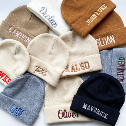 Personalized Embroidered Name Newborn Knit Beanie Hat - Sokidsun