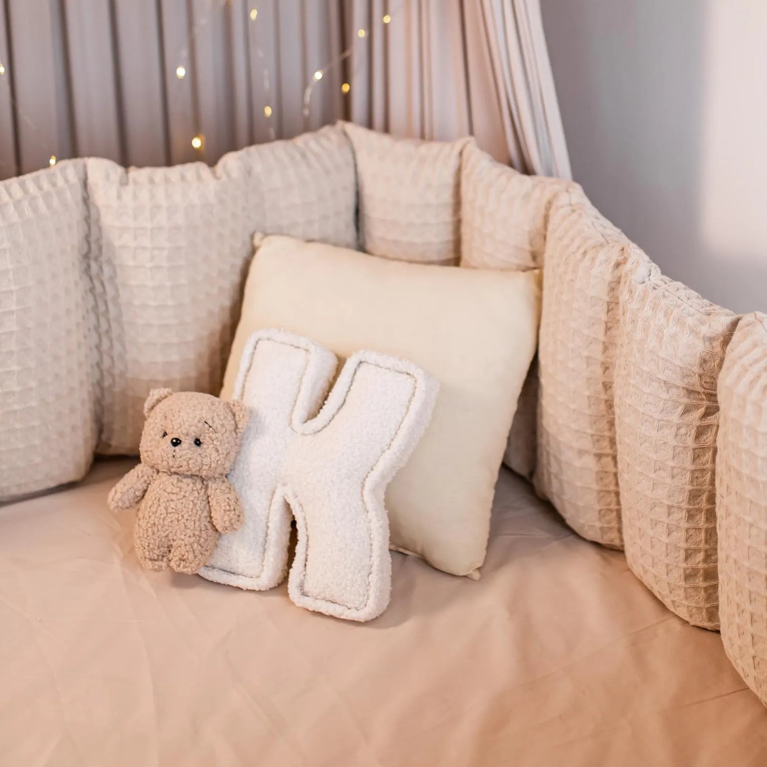 Personalized Kids Bouclé Letter Bear Pillow - Sokidsun