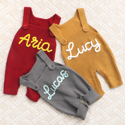 Personalized Baby Knit Dungaree Romper - Sokidsun