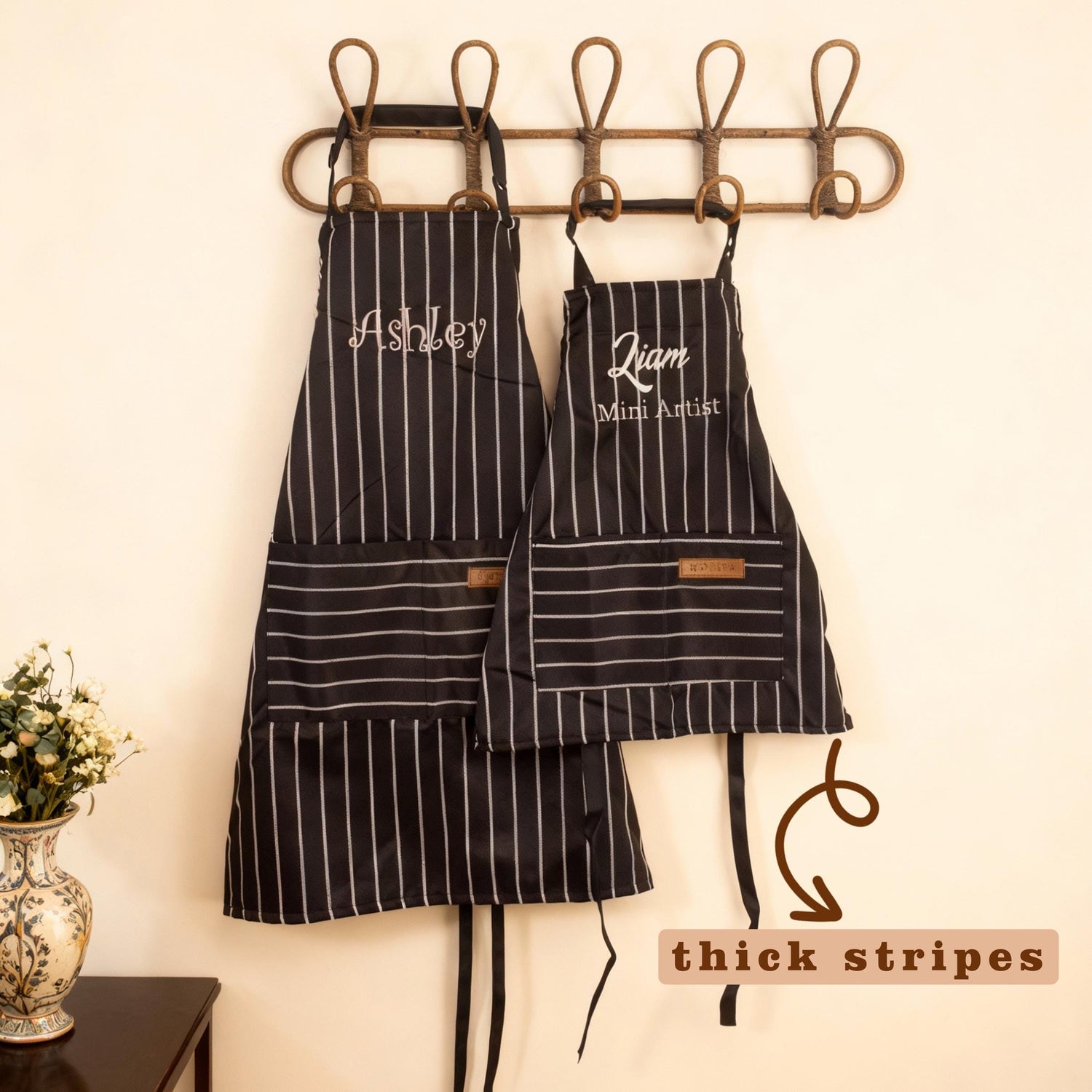 Personalized Embroidered Striped Kitchen Apron - Sokidsun