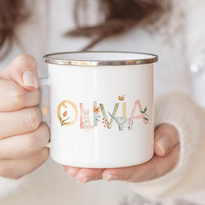 Personalized Kids Animal Alphabet Enamel Mug - Sokidsun