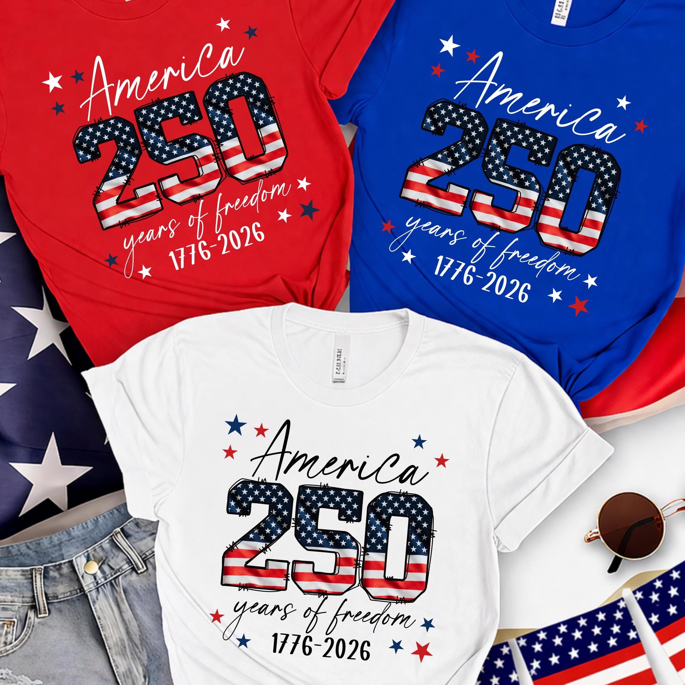 4th of July Kids Patriotic T-Shirt – America 250 Years of Freedom