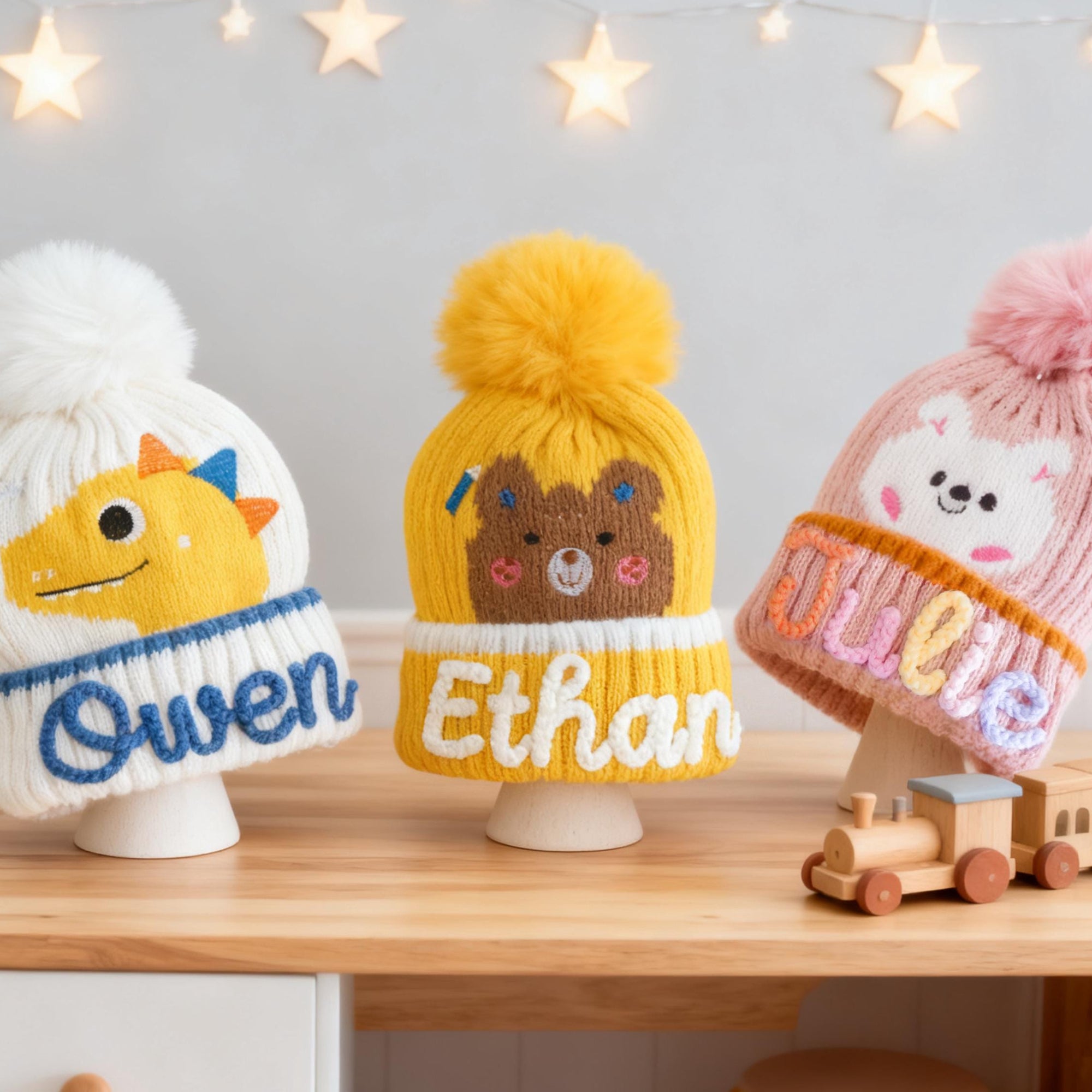 Personalized Kids Animal Pom Pom Beanie - Sokidsun