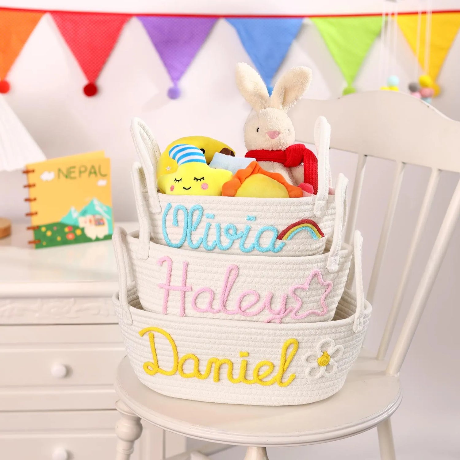 Personalized Cotton Rope Baby Gift Storage Basket - Sokidsun