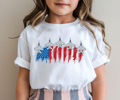 America 250th Anniversary Fighter Jet Kids T-Shirt