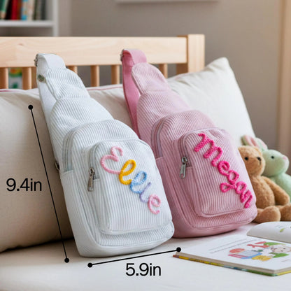 Personalized Kids Corduroy Sling Backpack - Sokidsun