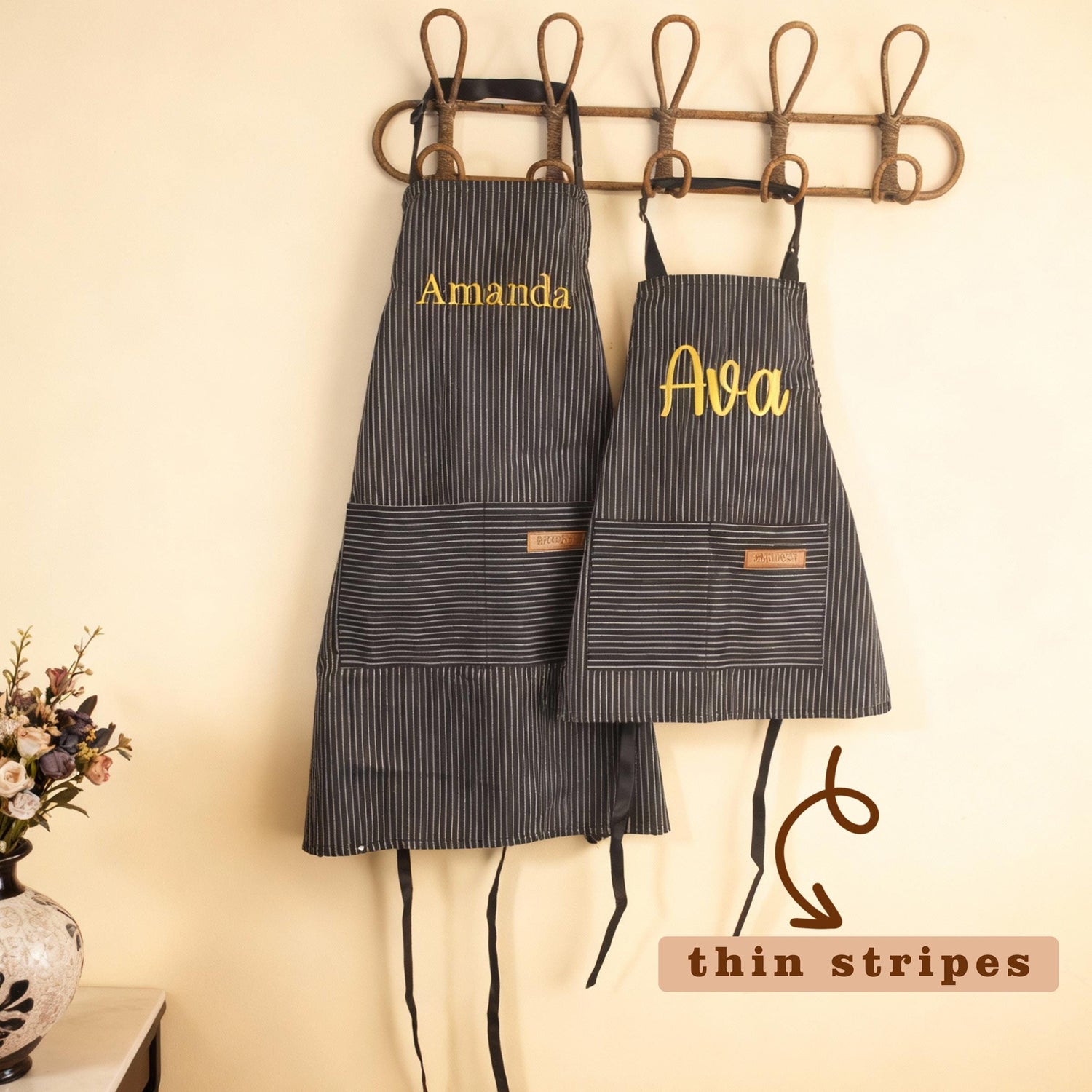 Personalized Embroidered Striped Kitchen Apron - Sokidsun