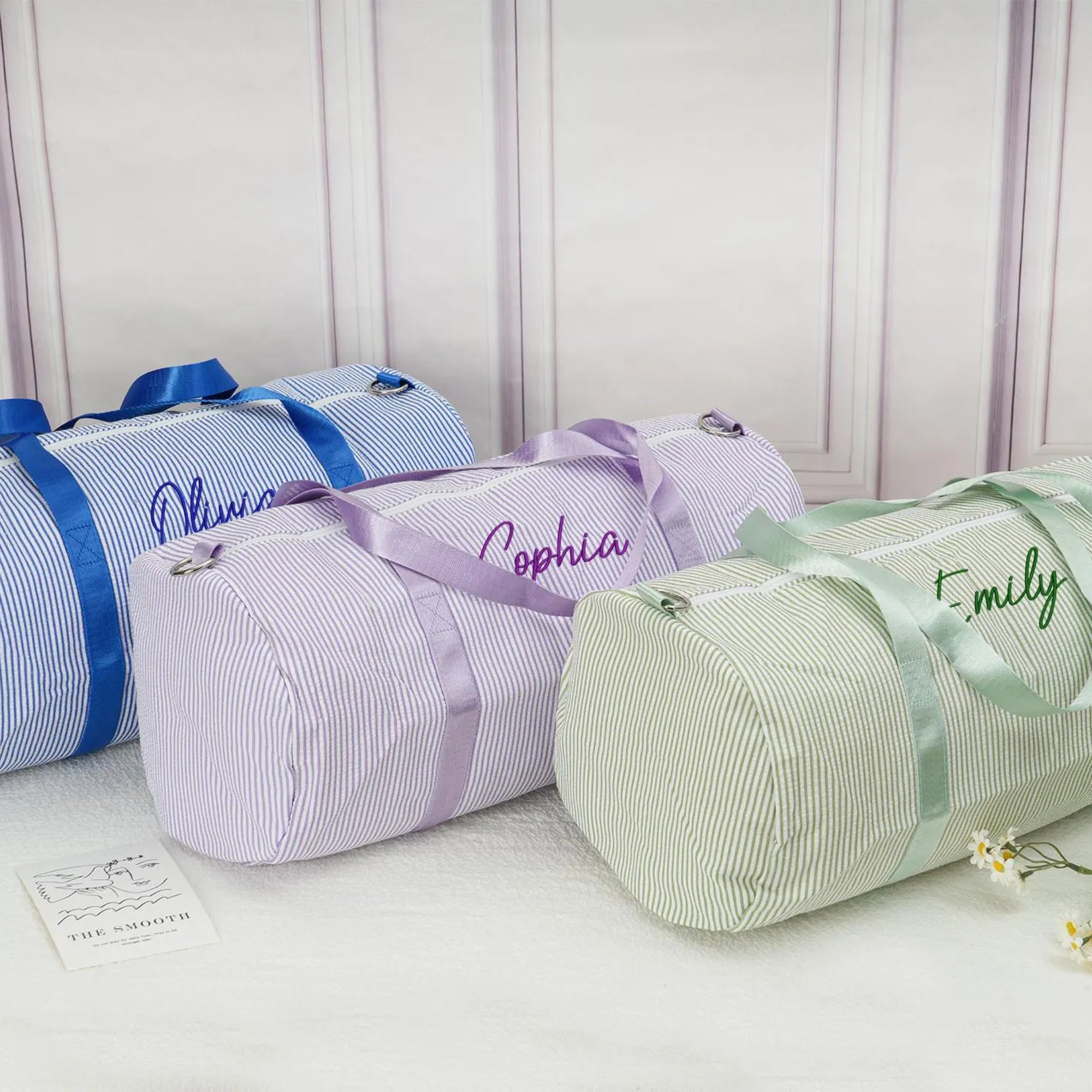 Personalized Kids Seersucker Travel Duffle Bag - Sokidsun