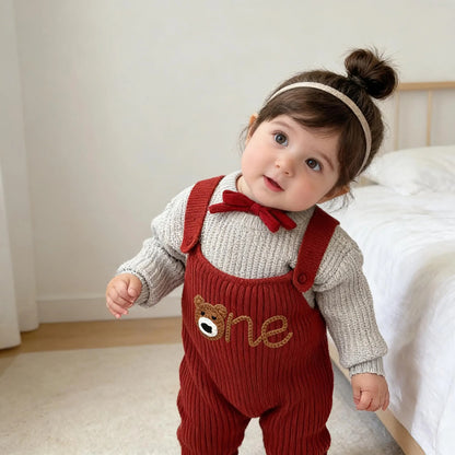 Personalized Baby Knit Dungaree Romper - Sokidsun