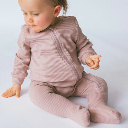 Personalized Baby Ribbed Zip Romper - Sokidsun