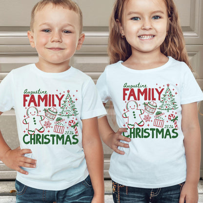 Personalized Kids Merry Christmas Graphic T-Shirt