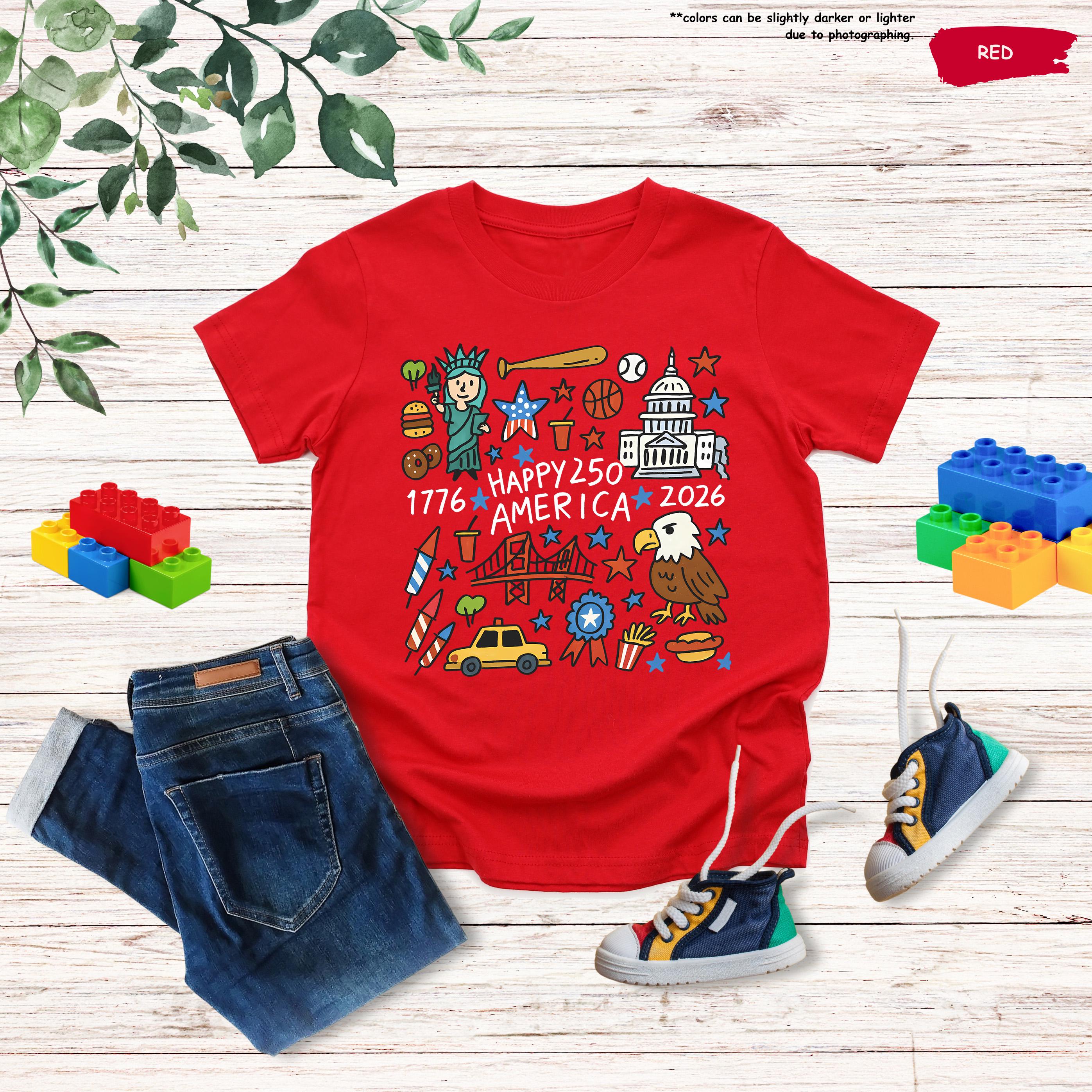 Kids 250th America 1776-2026 Celebration T-Shirt