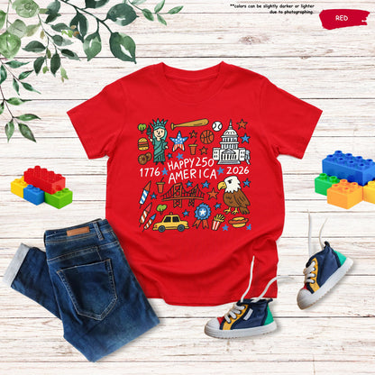 Kids 250th America 1776-2026 Celebration T-Shirt