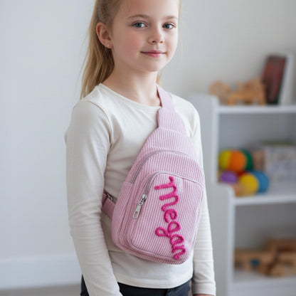Personalized Kids Corduroy Sling Backpack - Sokidsun