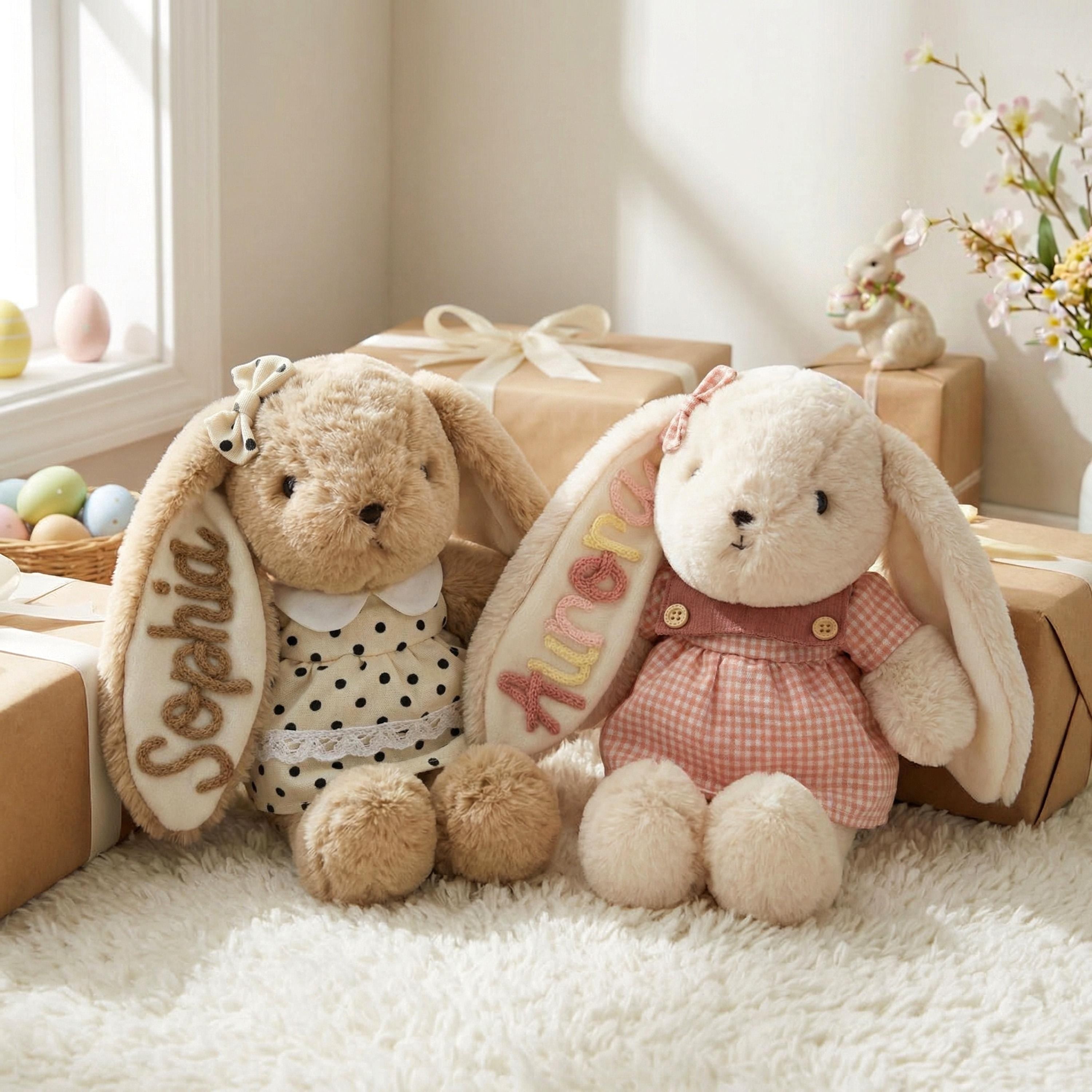 Personalized Bunny Plush: Nursery Rabbit Doll, Daycare Stuffed Animal, Baby Girl Shower Gift