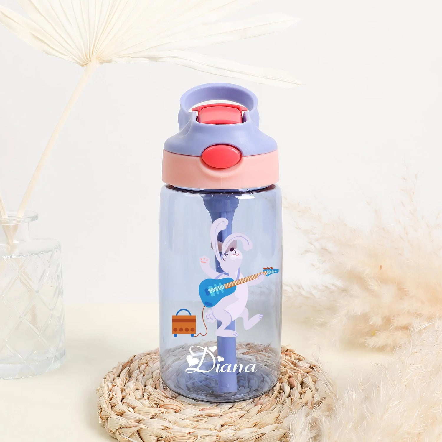 Personalized Kids Flip-Top Straw Water Bottle